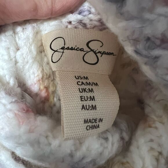 Jessica Simpson Cowl Turtleneck Ivory Confetti Sweater Size M Cottage Spring - Picture 6 of 6